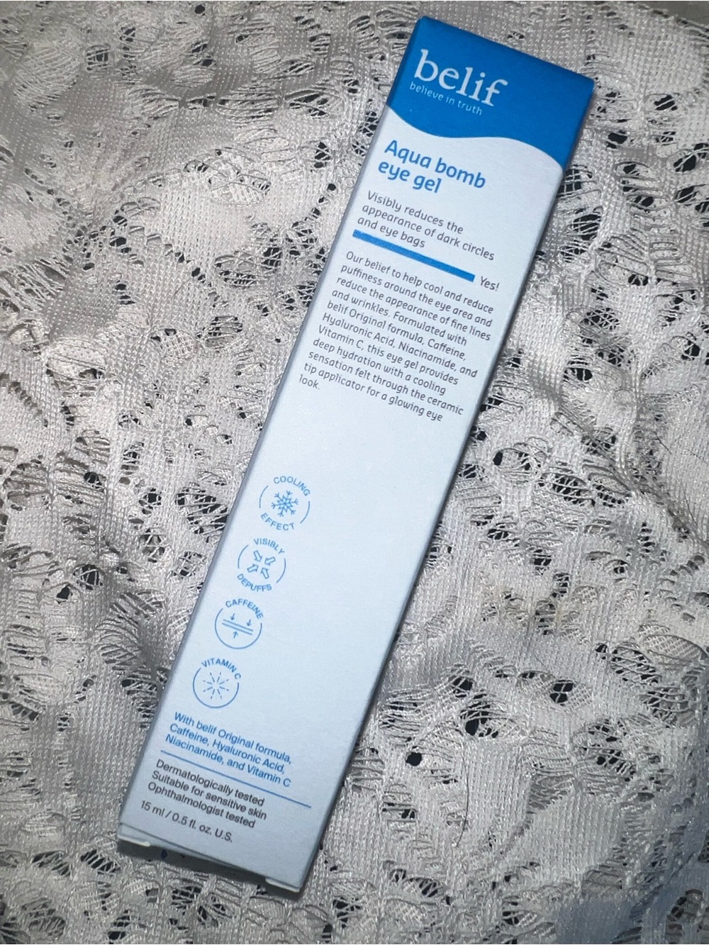 Belif Aqua Bomb Depuffing Eye Gel With Caffeine & Hyaluronic Acid NIB Retail $32